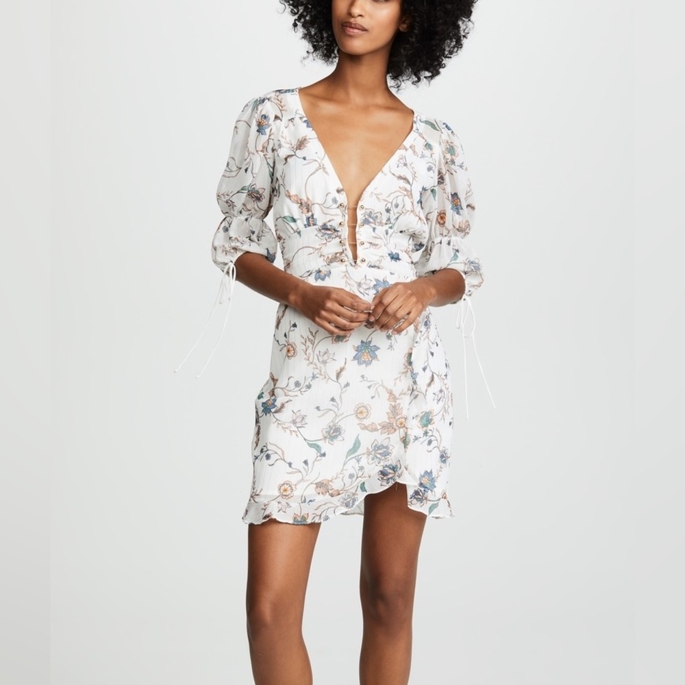 For Love & Lemons Elyse Floral Flirty Mini Dress Small